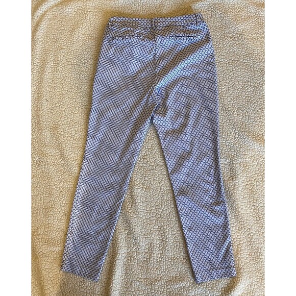 Cynthia Rowley Blue & White Pattern Stretchy Pants Size 10 Zip Front - Picture 5 of 12
